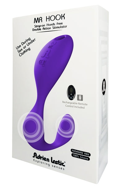 Adrien Lastic Mr. Hook Purple Strap-On Hands-Free Double Action Stimulator with Remote Control and Adjustable Waistband Default Title Strokers - Auto
