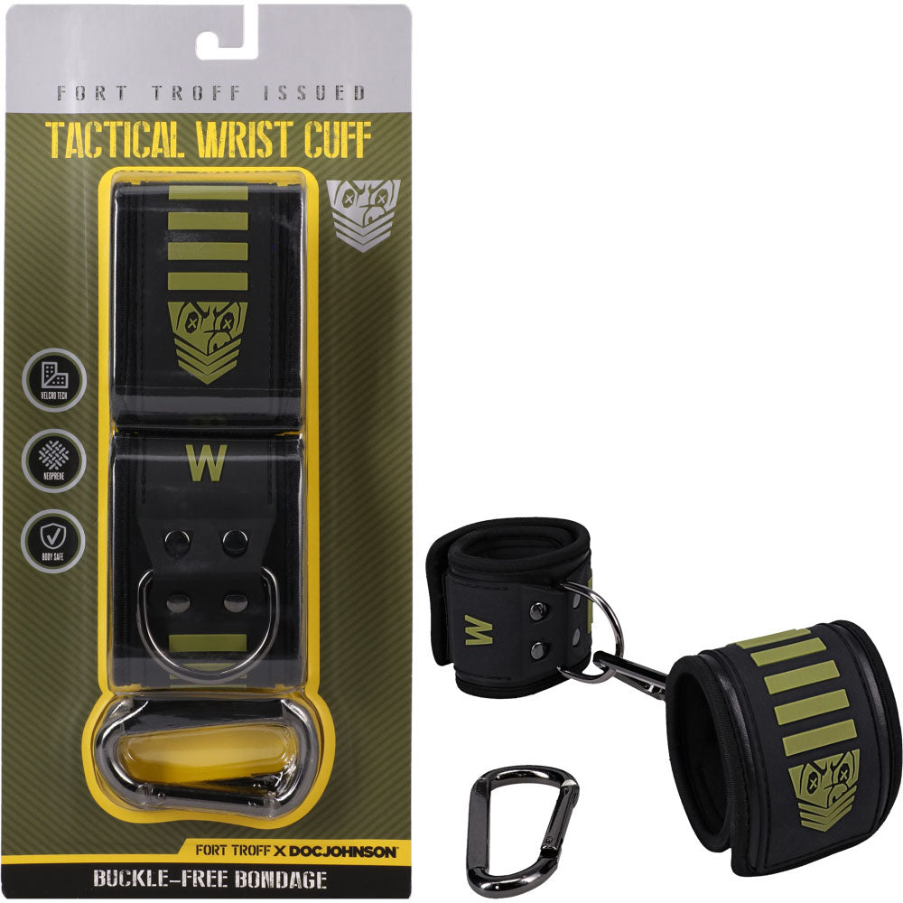 Fort Troff Tactical Wrist Cuffs (Black/Green) – Buckle-Free Neoprene-Lined Restraints Default Title > Bondage Gear > Restraints Main image