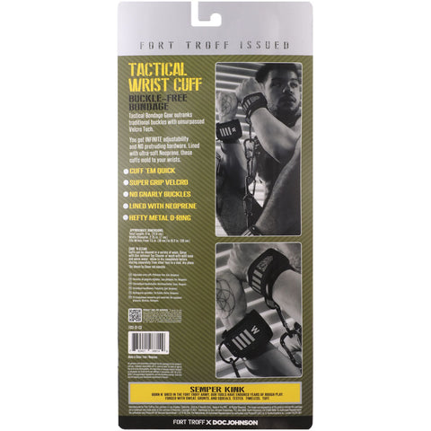 Fort Troff Tactical Wrist Cuffs (Black/Green) – Buckle-Free Neoprene-Lined Restraints