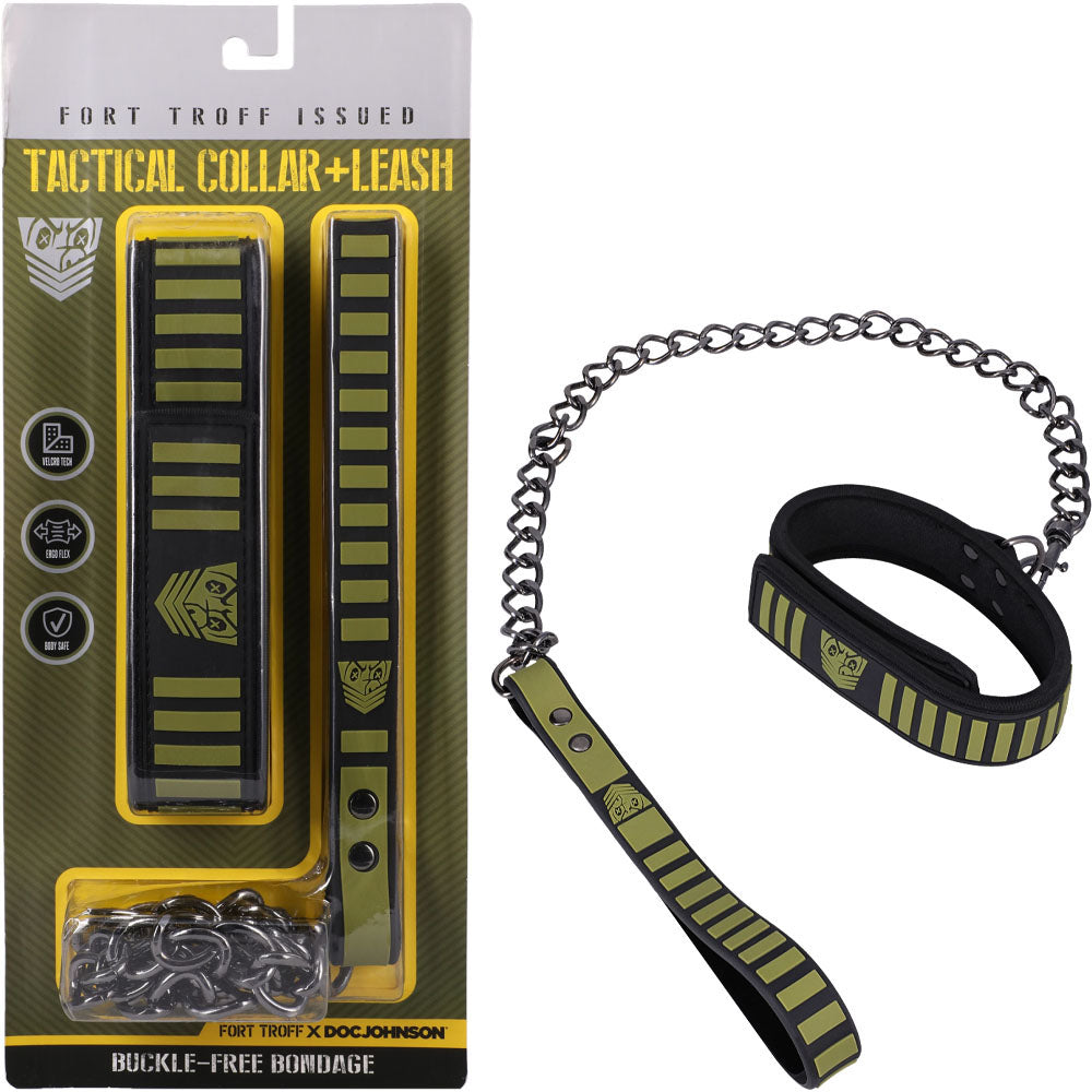 Fort Troff Tactical Collar and Leash (Black/Green) – Cushioned Bondage Restraint Default Title > Bondage Gear > Collars & Leashes