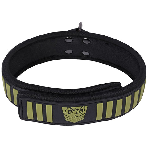 Fort Troff Tactical Collar and Leash (Black/Green) – Cushioned Bondage Restraint