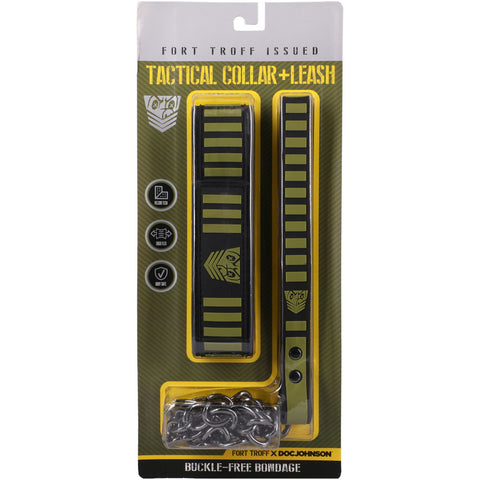 Fort Troff Tactical Collar and Leash (Black/Green) – Cushioned Bondage Restraint