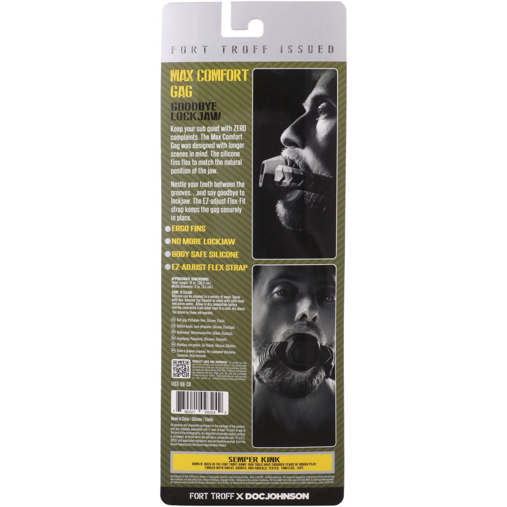 Fort Troff Max Comfort Gag – Silicone Mouth Restraint with EZ-Adjust Flex-Fit Strap Gags