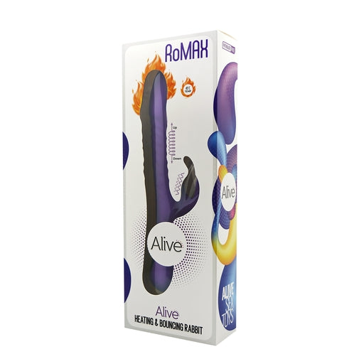 Alive Romax Purple Skin-Friendly Silicone Waterproof Quiet Rabbit Massager with Heating Function, 24.4 cm Length, 4 cm Diameter, 10 Functions, 3 Motors, Splashproof IPX5, Lilac Default Title VIBRATORS-RABBIT