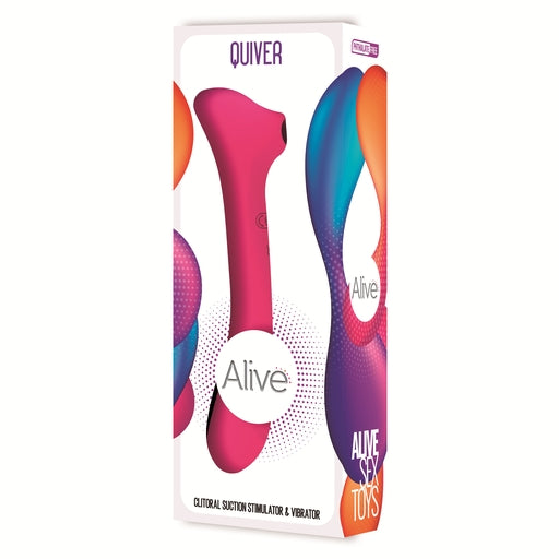 Alive Quiver Clitoral Massager Pink USB Rechargeable Waterproof Vibrator with 10 Vibration and Suction Modes Default Title Suction Stimulator
