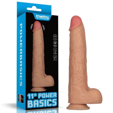 Power Basics 11 Inch Vibrating Dildo – Waterproof Large Dildo Flesh Dongs Realistic