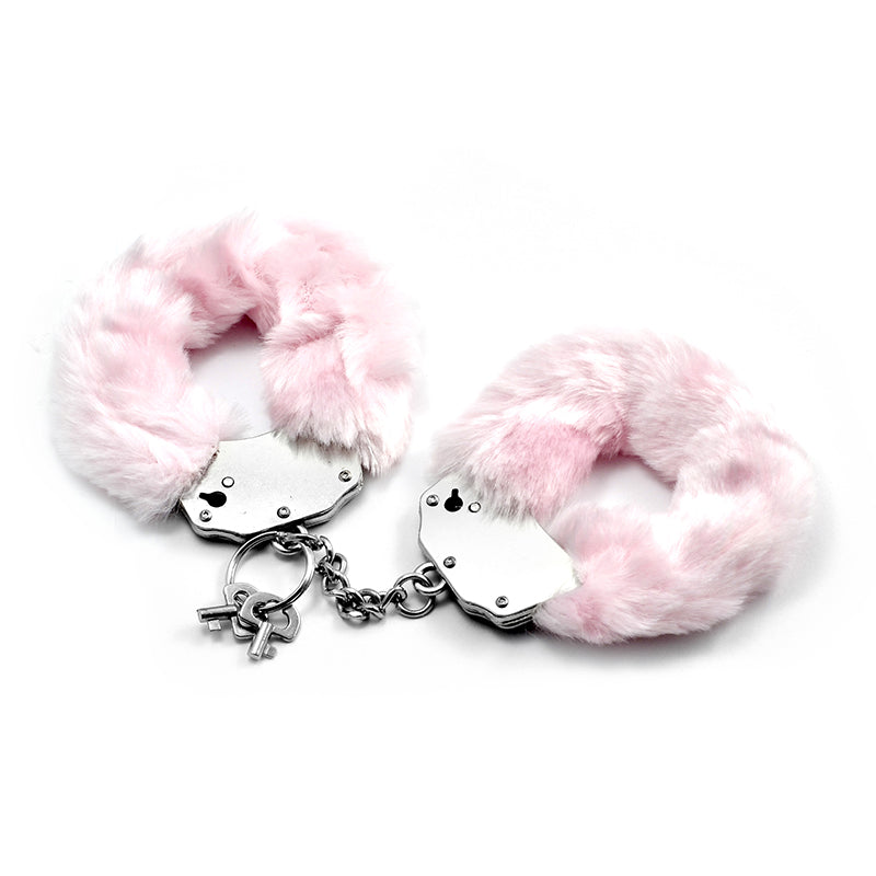 Fetish Pleasure Fluffy Hand Cuffs in Pink Pink Restraints