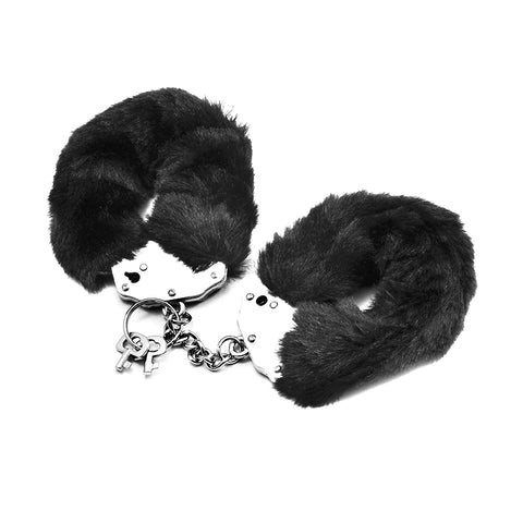 Fetish Pleasure Fluffy Hand Cuffs in Black for Comfortable Restraint Black Restraints