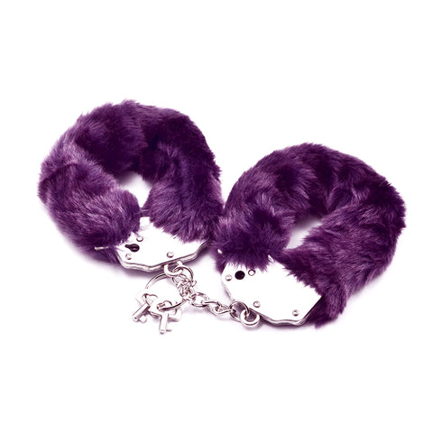 Fetish Pleasure Fluffy Hand Cuffs in Purple Purple Restraints