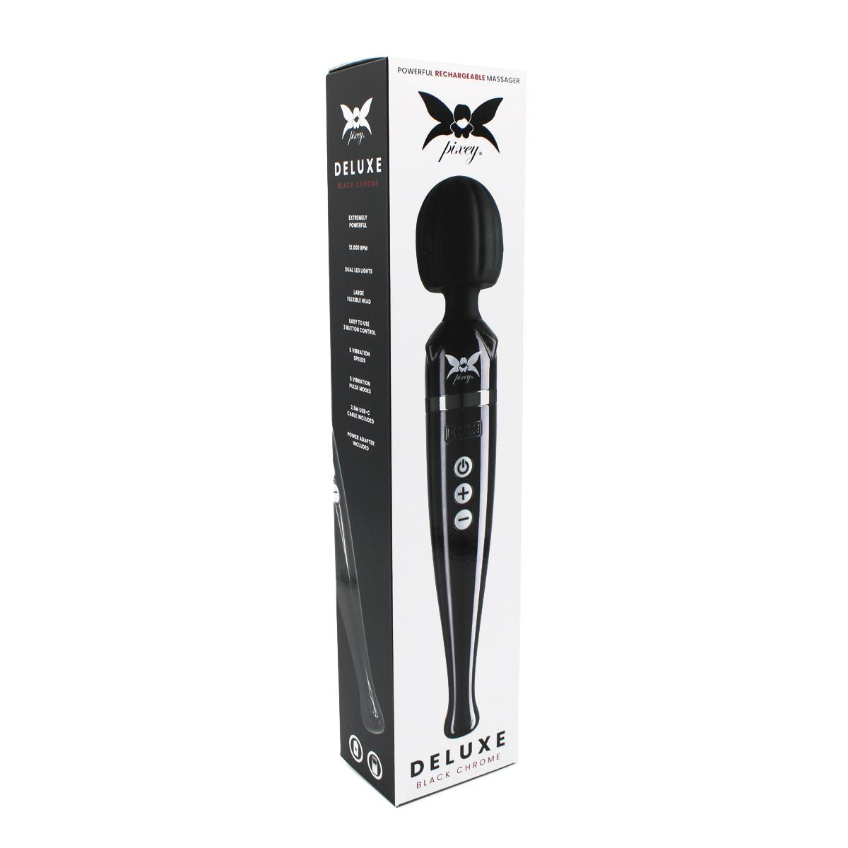 Pixey Deluxe (Black Chrome) – Rechargeable Powerful Wand Vibrator Default Title Electric Massager