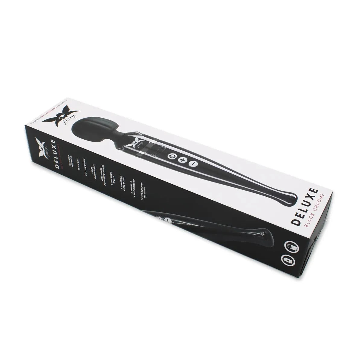 O-Products | Pixey Deluxe Massage Wand Vibrator - Black Chrome