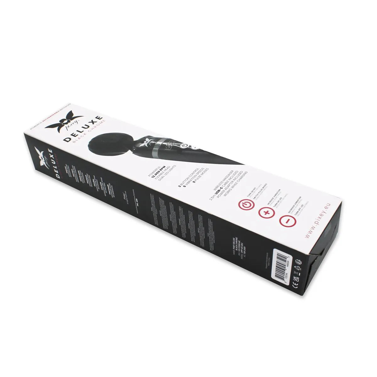 O-Products | Pixey Deluxe Massage Wand Vibrator - Black Chrome