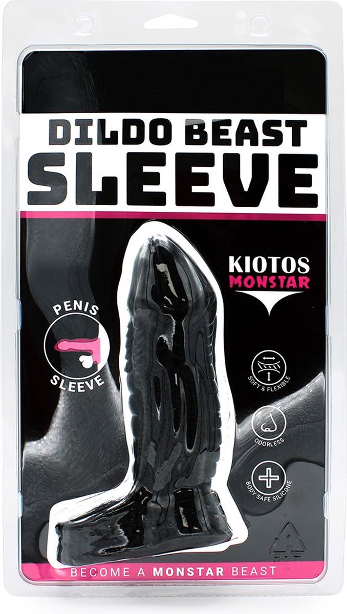 Kiotos Monstar Sleeve 01 Black 6.5" Inch Textured Flexible Liquid Silicone Sleeve > Sex Toys For Men > Penis Sleeves