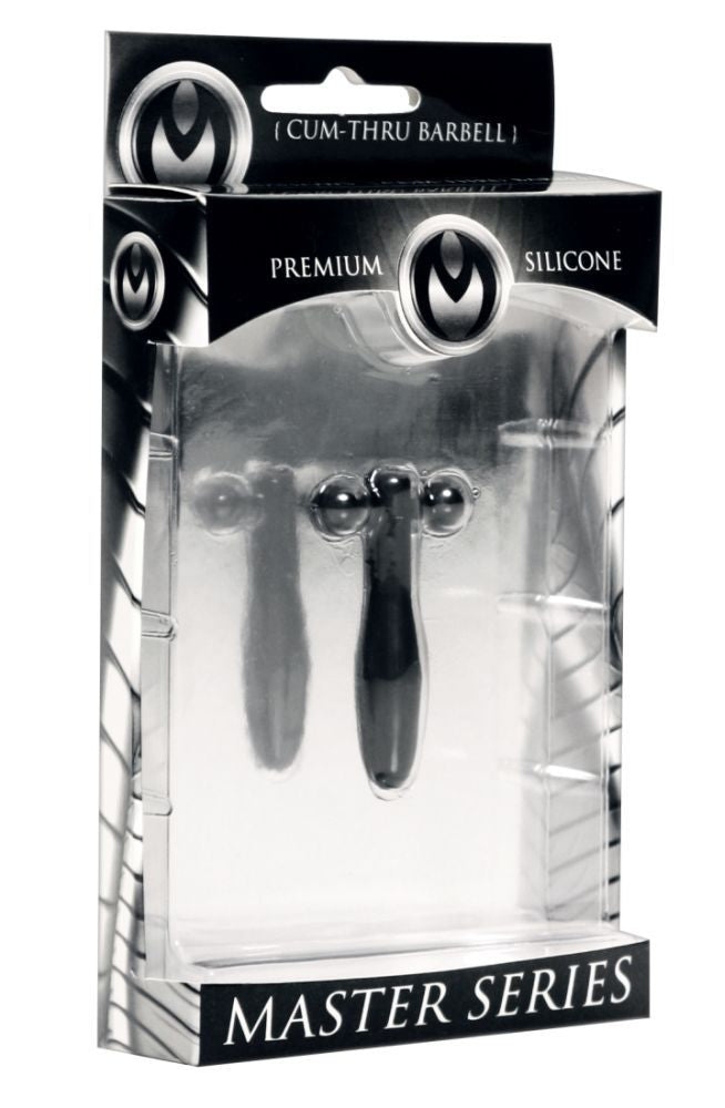 Silicone Cum-Thru Barbell Penis Plug – Flexible Lightweight Urethral Toy Black > Sex Toys For Men > Sounding Rods