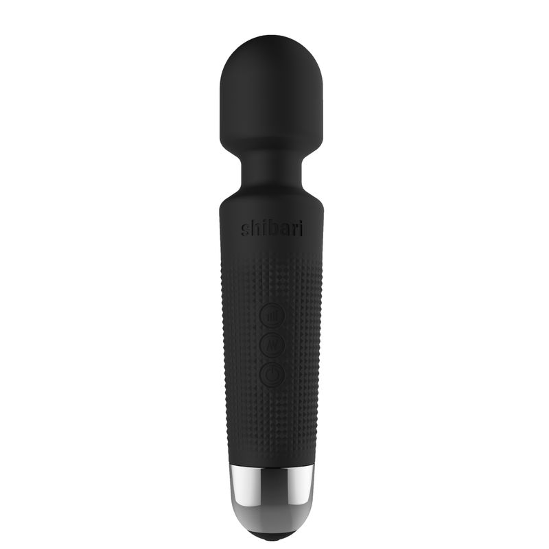 Shibari Mini Wand Halo (Black) – Powerful 20-Pattern Flexible Wand Vibrator Black Electric Massager