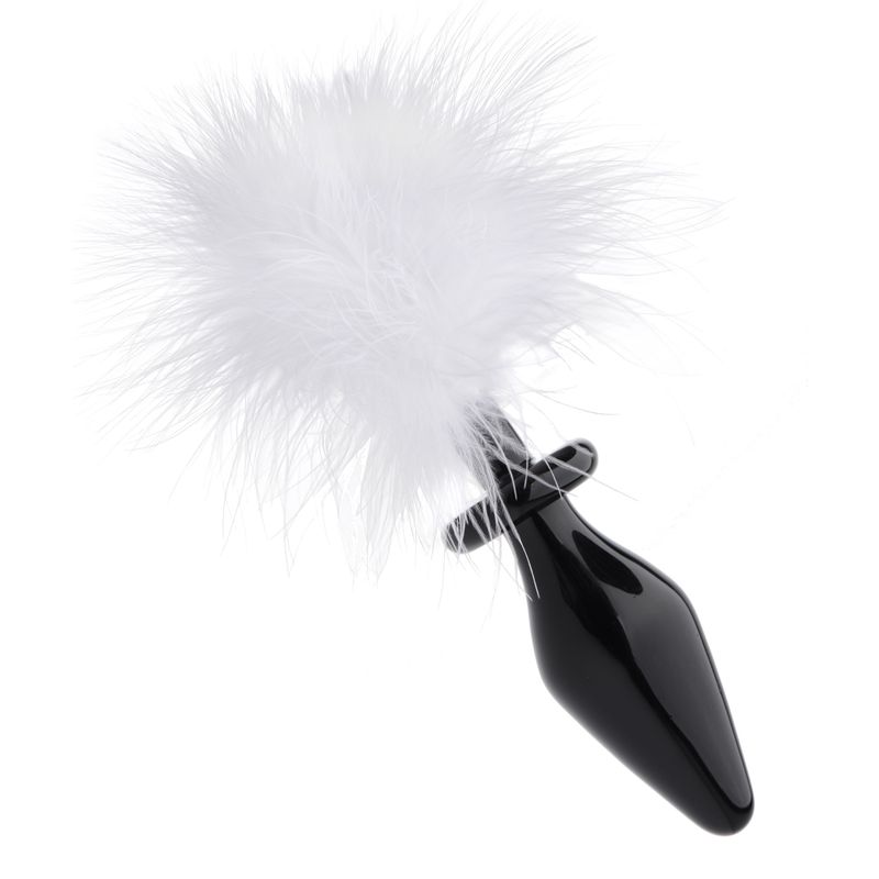 White Fluffer Bunny Tail Glass Anal Plug – Glass Material Anal Plug > Anal Range > Tail Butt Plugs