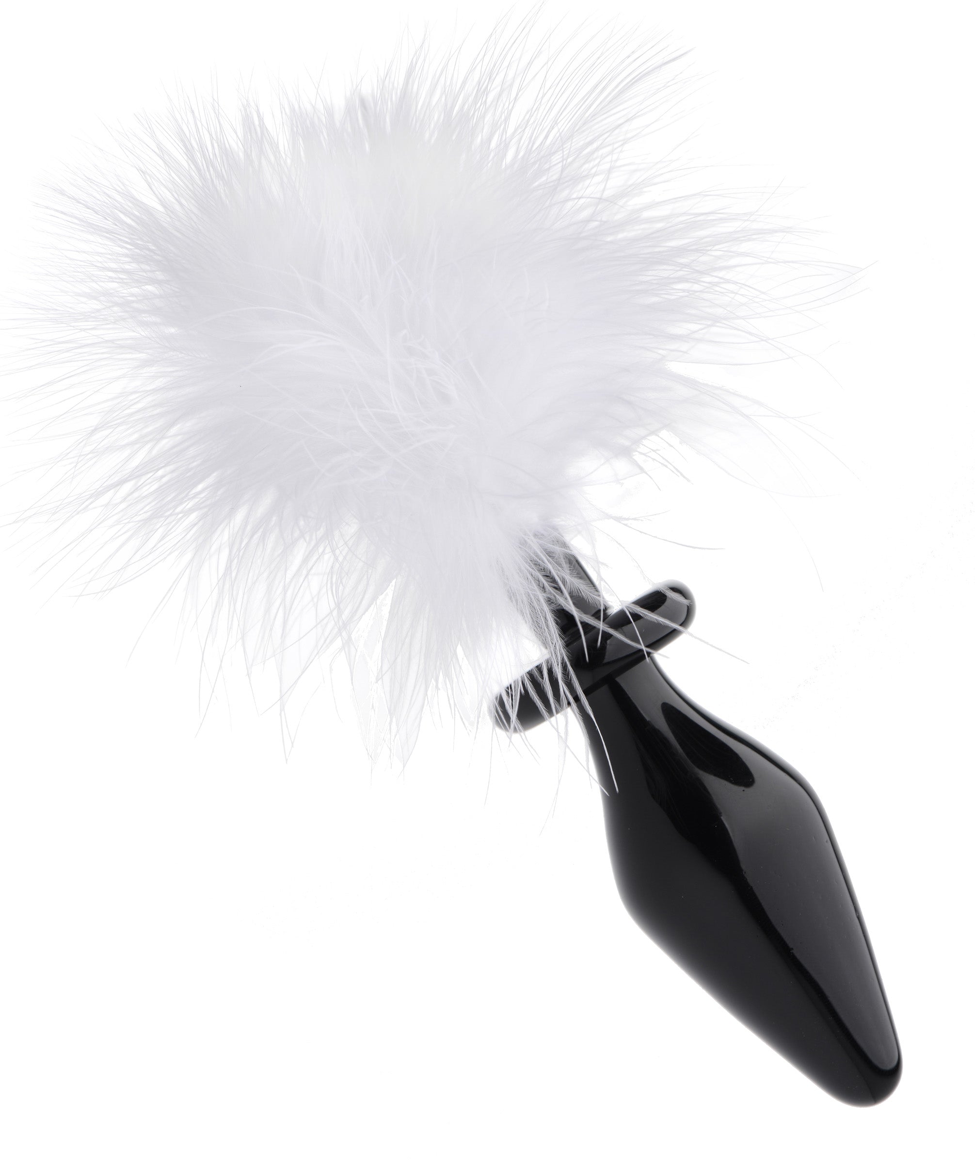 White Fluffer Bunny Tail Glass Anal Plug for Playful Sensation Tails
