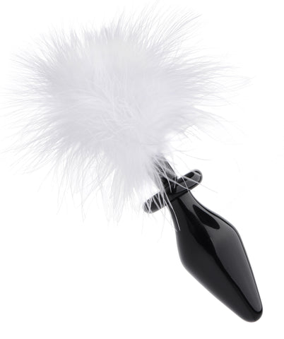 White Fluffer Bunny Tail Glass Anal Plug for Playful Sensation Tails