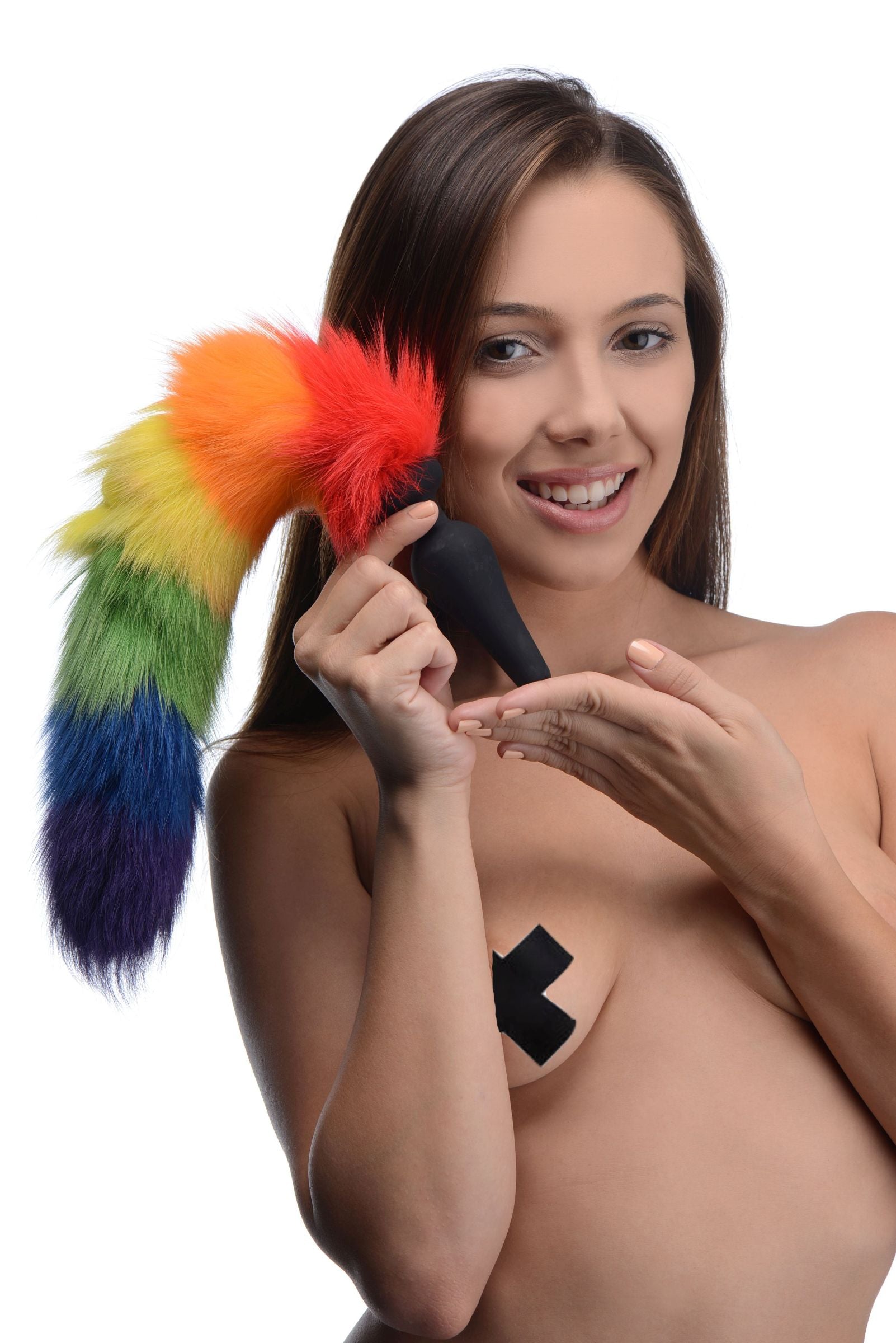 Rainbow Tail Silicone Butt Plug (17 Inch) > Anal Range > Tail Butt Plugs