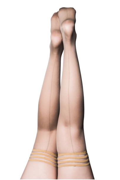 Kixies Vanessa Nude Sheer Thigh Highs With Nude Back Seam And Cuban Heel Size D Default Title > Clothes > Hosiery > Stockings