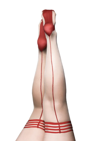 Kixies Whitney Nude Seam Thigh Highs Size B Red Hosiery