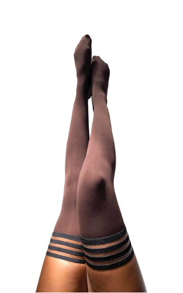 Kixies Autumn Chocolate Nude Thigh Highs Size C – No Slip Grip Default Title > Clothes > Hosiery > Stockings