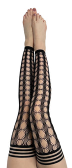 Kixies Jo Black Circle Fishnet Footless Thigh-High Tights > Clothes > Hosiery > Stockings