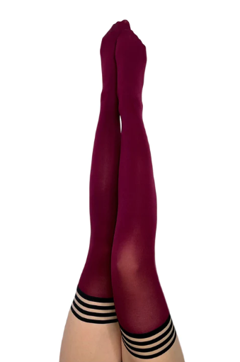 Kixies Heather Cabernet Opaque Thigh-High Tights Size C Default Title > Clothes > Hosiery > Stockings