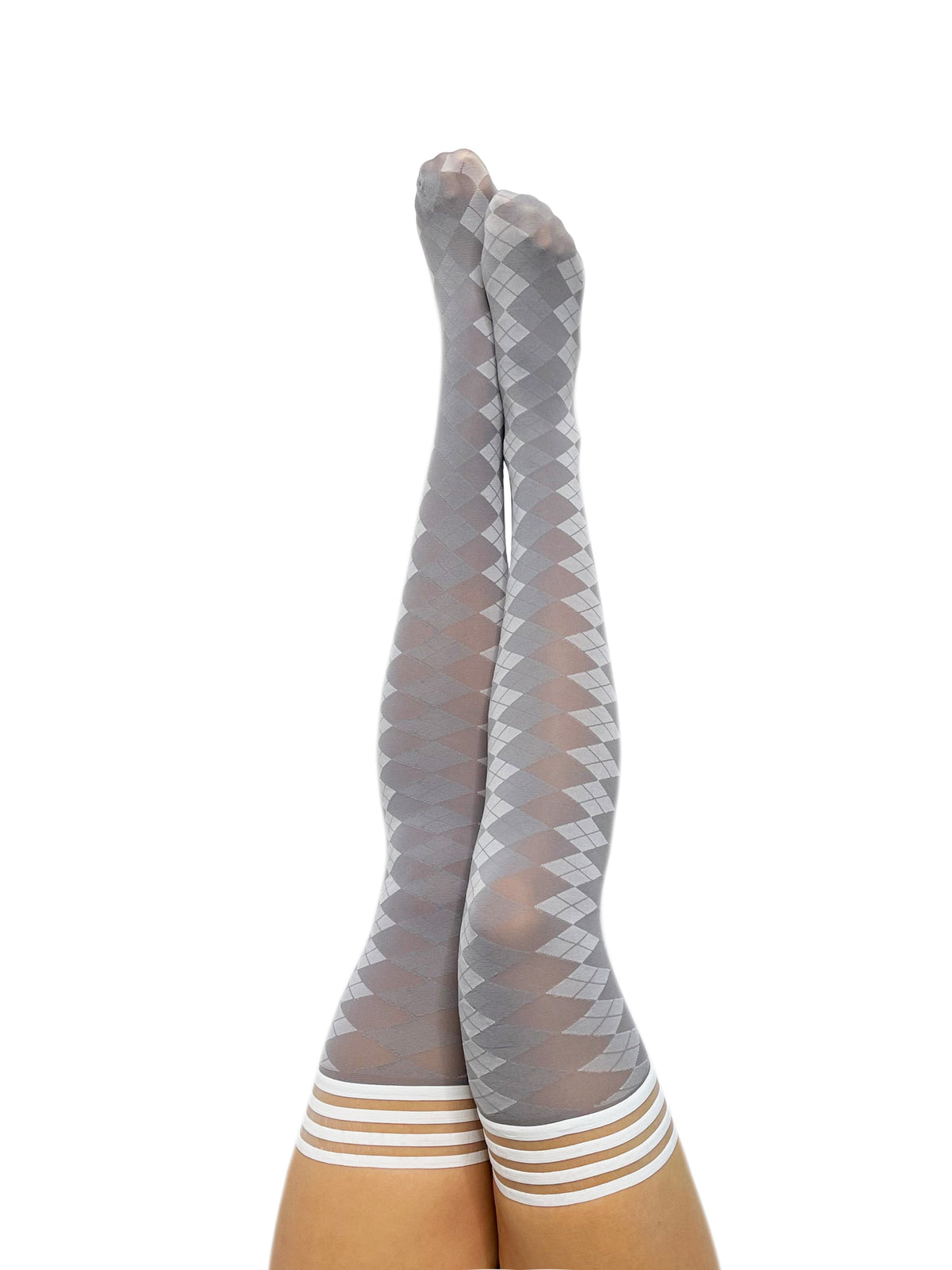 Kixies Par 4 Grey Argyle Thigh-High Stockings > Clothes > Hosiery > Stockings