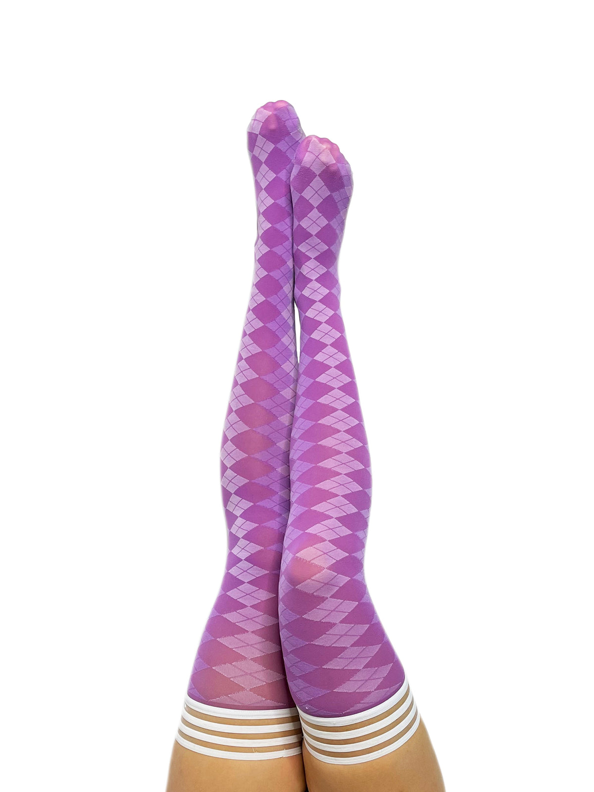 Kixies Par 4 Purple Argyle Thigh-High Stockings > Clothes > Hosiery > Stockings Main image