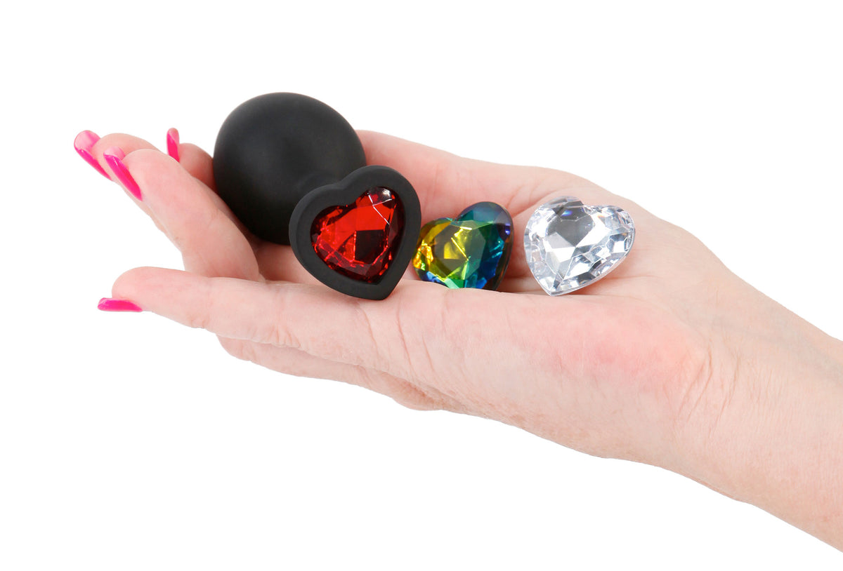 Glams Xchange Heart Medium Butt Plug with Heart Gems (8.1cm) > Anal Range > Jewel Butt Plugs