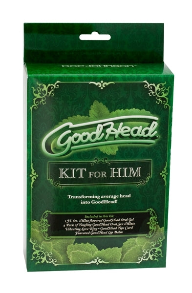 GoodHead Kit For Him Mint Flavored Oral Gel 1 oz with Tingling Oral Sex Mints, Lip Balm, Vibrating Love Ring, and Tips Card Default Title Oral Gels & Sprays