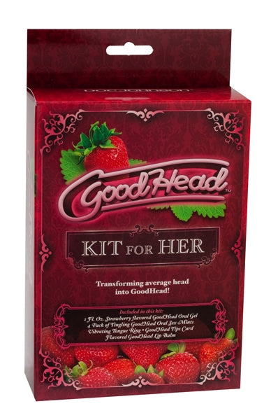 GoodHead Kit For Her Strawberry Flavored Oral Pleasure Set with Lip Balm, Oral Gel, Tingling Mints, and Vibrating Tongue Ring Default Title Oral Gels & Sprays