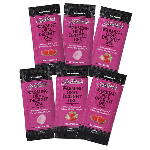 GoodHead Warming Oral Delight Gel 6-Pack 0.24 oz Packets Strawberry Cotton Candy Watermelon Default Title Oral Gels & Sprays