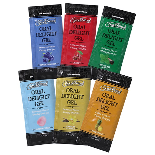 GoodHead Oral Delight Gel 6-Pack Assorted Flavors 0.24 oz Packets Blue Raspberry Cherry Chocolate Mint Cotton Candy French Vanilla Pineapple Default Title Oral Gels & Sprays
