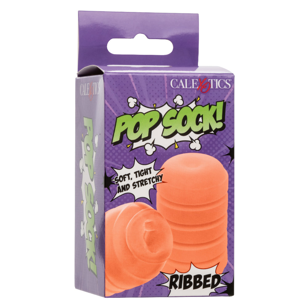 Pop Sock Ribbed Reversible Stroker Soft Tight Stretchy Material Orange > Sex Toys For Men > Masturbators Cup