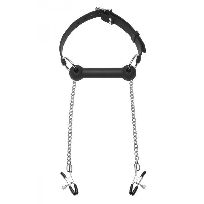 Equine Silicone Bit Gag with Nipple Clamps – Durable Dual-Feature Restraint Device > Bondage Gear > Gags and Bits