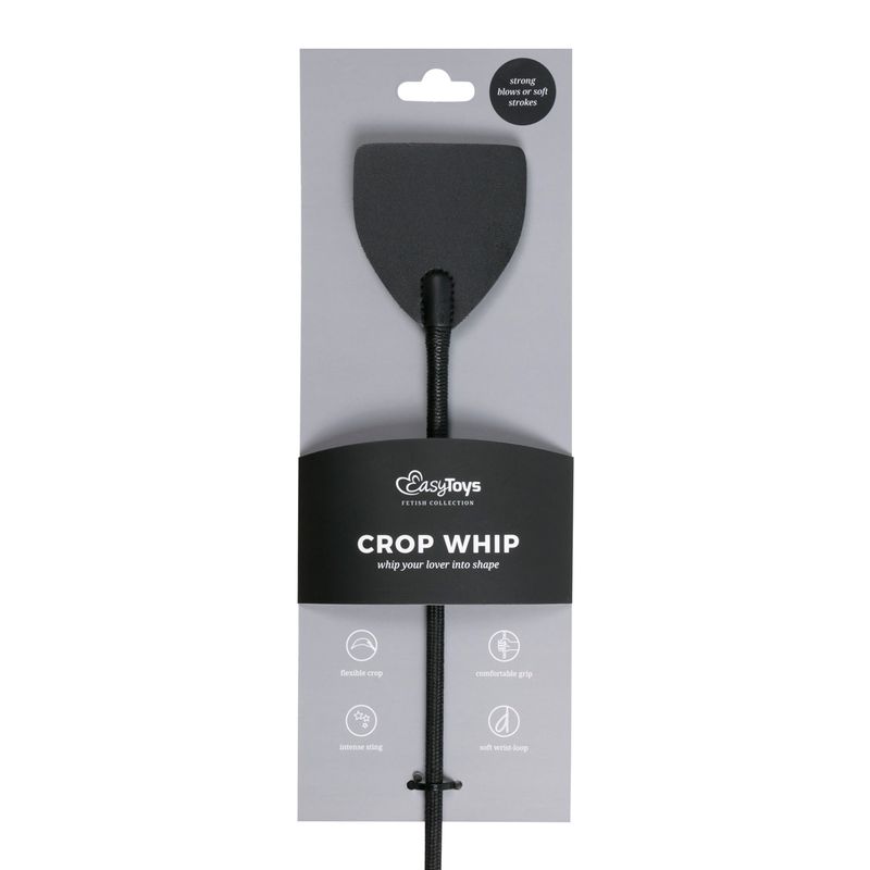 EasyToys Wide Crop Whip – Black Leather with Metallic Accents Impact Play Accessory > Bondage Gear > Crops