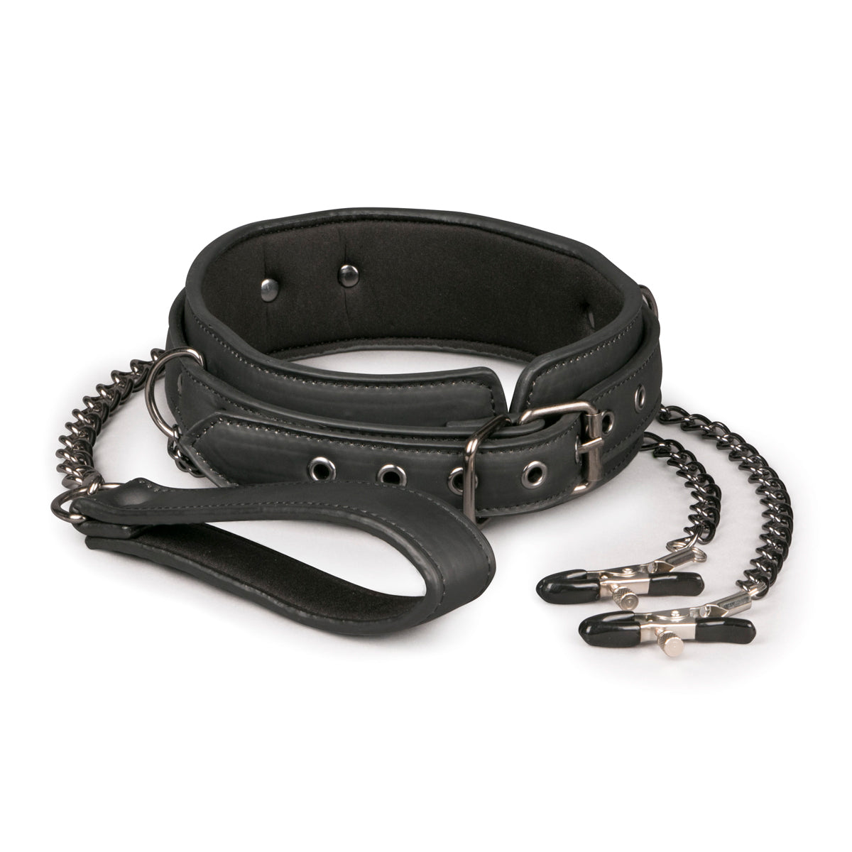 Collar With Nipple Chains Made From Faux Leather > Bondage Gear > Collars & Leashes