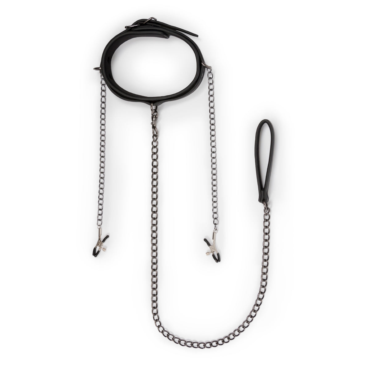 Collar With Nipple Chains Made From Faux Leather > Bondage Gear > Collars & Leashes