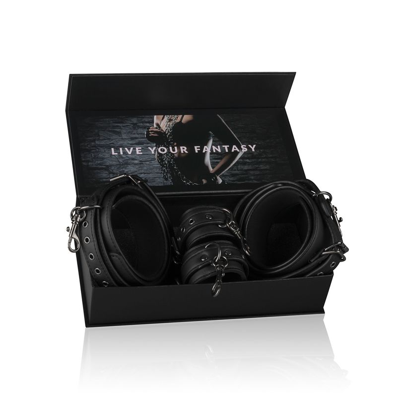 Thigh and Wrist Cuff Set – Durable Faux Leather BDSM Restraint Accessory > Bondage Gear > Restraints