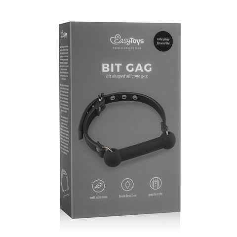 EasyToys Silicone Bit Gag for BDSM and Pony Play Black Gags