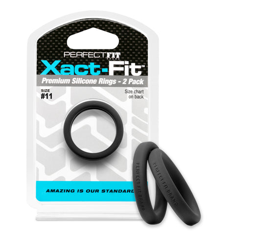 Xact-Fit #11 1.1in 2 Pk Black COCK RINGS