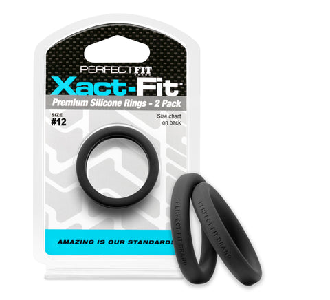 Xact-Fit #12 1.2in 2 Pk Precision Cock Ring Set Black COCK RING Set