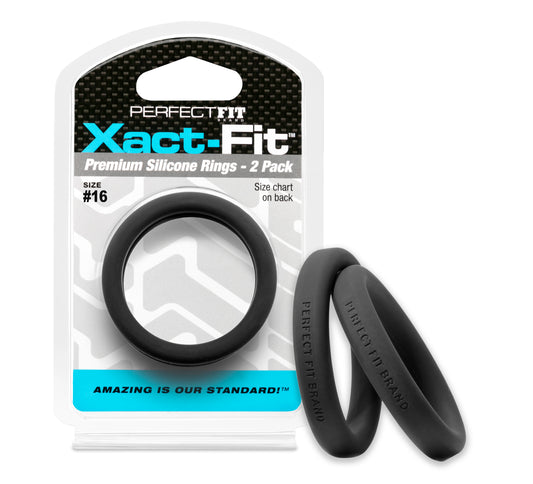 Xact-Fit #16 1.6in 2 Pk Black COCK RINGS