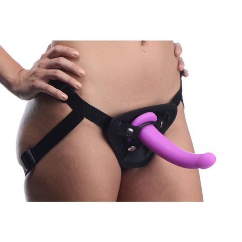 Navigator Silicone G Spot Dildo with Harness in Purple STRAP-ONS