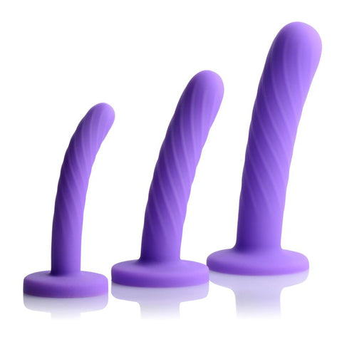 Tri Play 3 Piece Purple Silicone Dildo Set DONGS