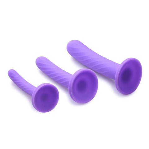 Tri Play 3 Piece Purple Silicone Dildo Set DONGS
