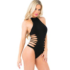 Slit and Spin Bodysuit Halter Neckline Cutout Slits Side Strap Design Bodysuit > Clothes > Bodies and Playsuits