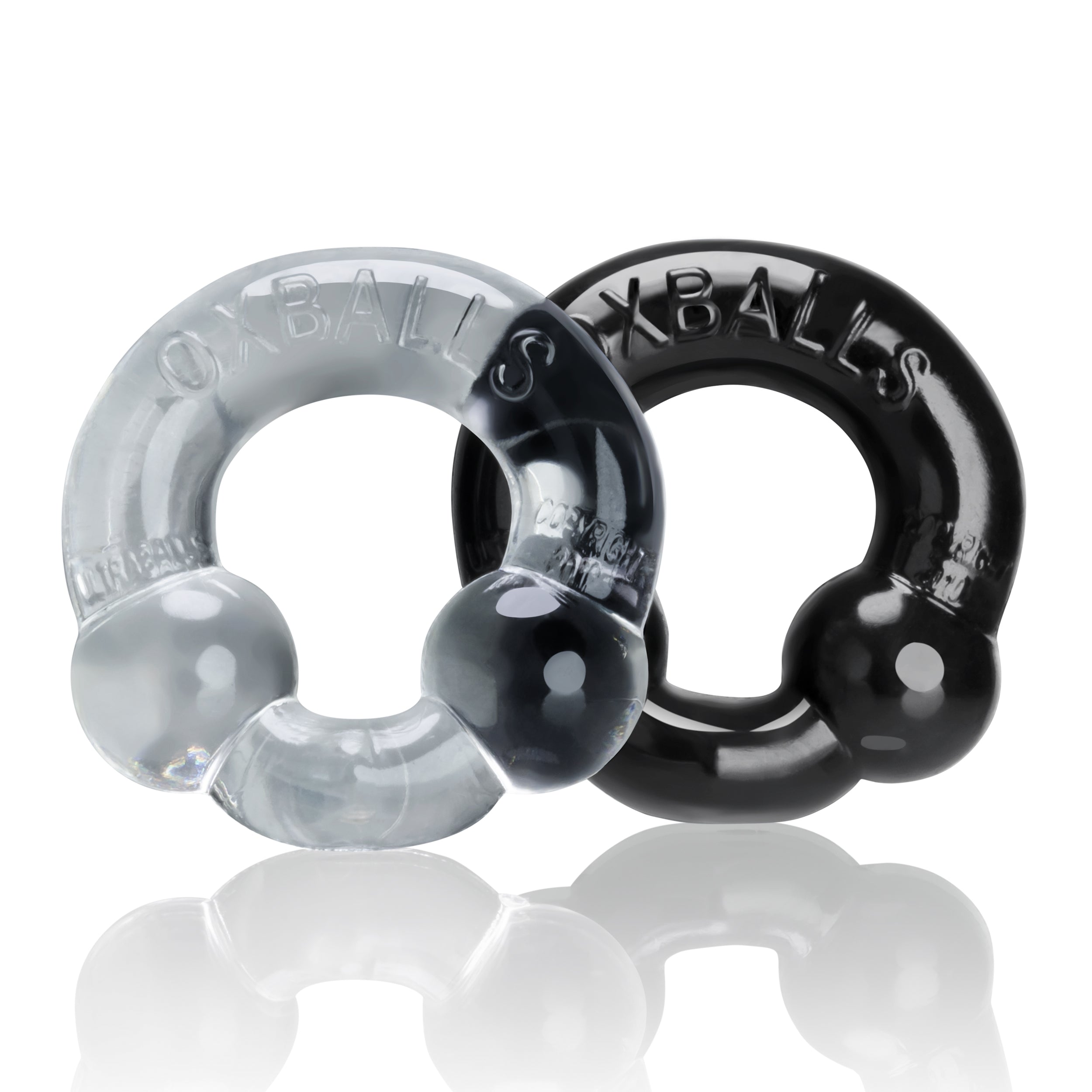 Ultraballs 2 Pack Cockring Black and Clear COCK RING Set